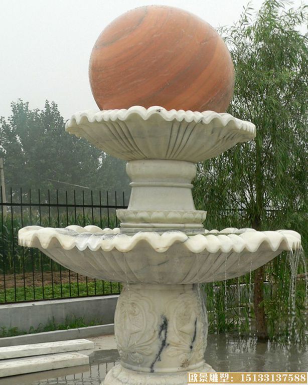 汉白玉风水球，石雕风水球雕塑